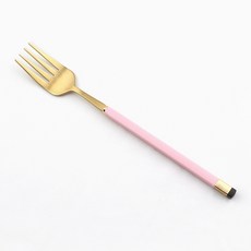 Bogen 方形雙色餐具 晚餐叉, 1個, 粉紅色 + 金色