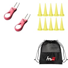 NAYASTYLE 高爾夫果嶺叉修補器 2入 + HDPE 高爾夫短球釘 10入 + 收納袋套組 GFYP-38-3+163-1PU, 混合顏色