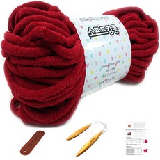 Happysil 柔軟金剛毛線 編織線 +20mm織針 +標籤 +帽子圖案 套組, 1套, 663 黑玫瑰