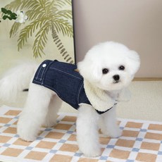 CHONGLEGU 쿠펫츠 강아지 양털 데님 코트, 블루, 1개