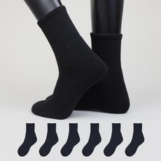 Izileg 女款雙層底素色運動中筒襪6雙組, 1套, 黑色