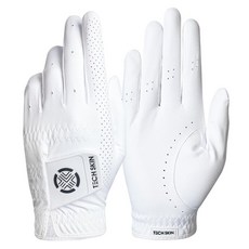 TECH SKIN 兒童用 彈性貼合 合成皮革 高爾夫手套 雙手用, 白色, 1組