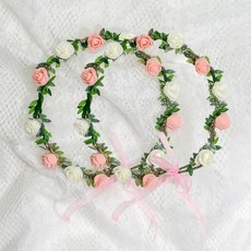 lilydress 玫瑰紗花冠 LFC24 2入, 蜜桃混色