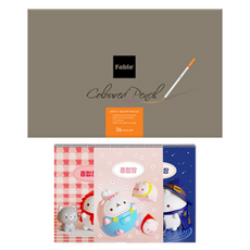 DONG-A 油性色鉛筆 36色+Molang兔線圈空白繪畫本 3入 隨機出貨, 1套, 36色