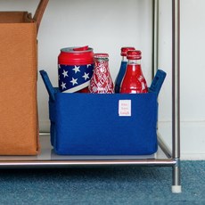 KAZT 可折疊毛氈收納籃, 藍色, 2個