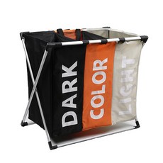 分離式3格洗衣洗衣籃 D_RD_317, 豐富多彩的, 1個