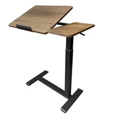 Hampton 漢汀堡 莎莉氣壓可翻升降桌, 棕色桌面 + 黑色鐵腳