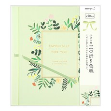 日本 MIDORI 三折留言卡-花卉_33256, 花卉 綠色, 1入