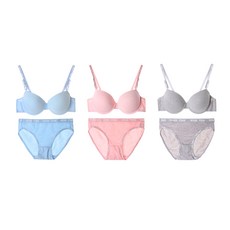 WINKPINK 柔軟棉質內衣 3入+內褲 3入