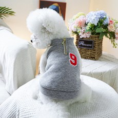 petit dog 狗狗Nine半拉鍊刷毛T恤, 灰色, 1個