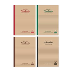 misoro 4000 撕取式橫線筆記本 4件組 2347, 紅色, 綠色, 棕色, 黑色, 1套