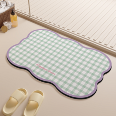 Cashrich 粉彩格紋浴室珪藻土腳踏墊 50 x 80 cm, 款式2, 1個