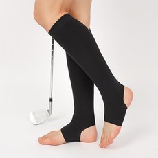 Gold Max女款3D立體無縫抗UV涼感高爾夫及膝襪 環繞型 2雙, 黑色