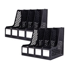 deLi 得力 組合式桌面文件架 4層 9846, 黑色, 2個