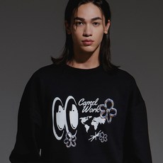 카멜워크 3D 플라워 스웨트셔츠