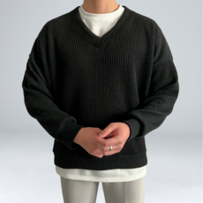 男士加厚 V 領長袖 V 領針織大碼 95-110 (3088-1)