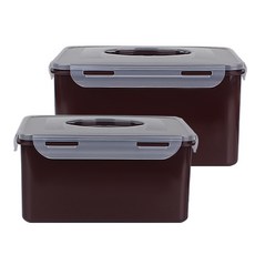 Nanu Dam 一柄長方形可可鎖泡菜盒 5.5L + 3.2L 套組, 1套