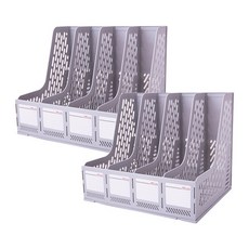 deLi 得力 組合式桌面文件架 4格 E9846, 灰色, 2個