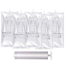 Sionnet 長版羽絨衣掛式真空壓縮袋(大型) 附抽氣筒, 1組, 5入