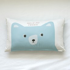 shez Home DTP微型動物印花枕芯枕套, 薄荷綠小熊款
