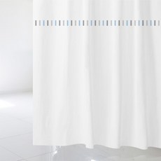 設計灌木浴簾 L 1800 x 1880 毫米 sc921 + 不銹鋼掛鉤 + 白色窗簾桿套組, 1套, 白色