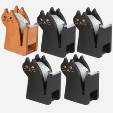 MONACO OLIVE 喵喵原木膠帶切割器 自然色 + 黑色 4入組, 1套, 自然色, 黑色