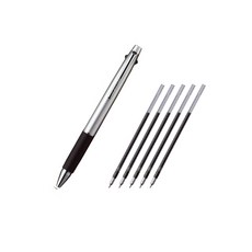 JETSTREAM 金屬 3 色高級圓珠筆 0.7 毫米 + 筆芯 0.7 毫米黑色 5p, 銀 (800), 1套