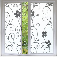 QLZHS 玻璃貼紙 自黏式窗戶玻璃貼 浴室玻璃窗戶貼紙 遮光防偷窺玻璃貼 霧面玻璃貼, 黑花