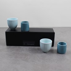 Dalsogum 驪州陶瓷酒杯 禮物 迷你燒酒杯 高粱酒杯 半一口杯 4入組, 1套, 天空藍