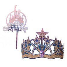 Market Sensation Princess Tiara 生日頭帶蛋糕裝飾套組 5 型, 隨機發貨, 1套