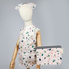 베베슈에뜨 아동용 방수 민소매 앞치마 두건 파우치 세트