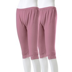 Carrylucy 七分蕾絲棉質彈性安全褲 2件組