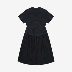 SI(씨) 여성용 도트 셔링 반팔 카라 원피스 SKOAD2508