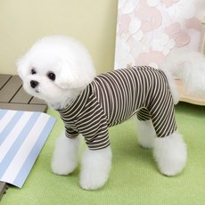 파스텔펫 반려동물 줄무늬 터틀넥 올인원, 그레이, 1개