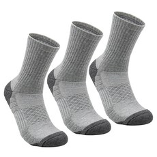 포츠킨 남성용 하이킹 등산 장목 양말 3p, 라이트그레이