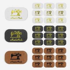 縫紉手工皮革標籤 3款 x 10入組, 白色, 棕色, 黑色, 1個