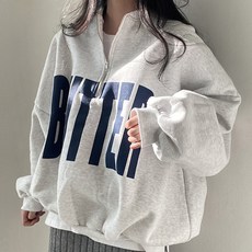 더플로우커머스 여성용 레터링 오버핏 반집업 맨투맨 티셔츠