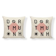 嬰兒粉幾何圖案亞麻沙發抱枕套 2入