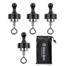 브리즈문 캠핑 O형 자석 고리 20mm x 4p + 스탬프 자석 29mm x 4p + 보관 파우치 세트, 크롬(O형자석), 블랙(스탬프자석), 1세트