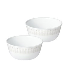 코렐 글램그린 식기세트 2p, 화이트 + 그린, 면기 2p