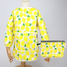 베베슈에뜨 아동용 방수 긴팔 미술가운 + 파우치 세트, 상큼레몬