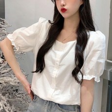 PEONIST 短版法式袖罩衫