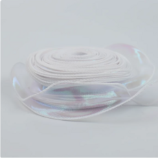 歐根紗緞帶 大容量 極光鐳射 喜帖緞帶繩 4cm, 1個, 36m, 白色