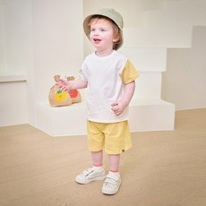 mollimelli 童款四格拍貼拼色短袖家居套裝