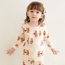 unifriend 兒童款Love Bear有機棉單面九分上下衣套裝