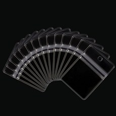 리코즈 DIY 커스텀 키링 만들기 타공 PVC 지퍼백 S 70 x 50 mm, 투명, 50개