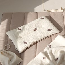 ChezBebe 幼兒刺繡 Choco Shabit 中枕, 象牙白