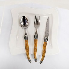 Laguiole Jean Neron 大理石棕色餐具晚餐組, 1組, 湯匙, 叉子, 餐刀, 大理石棕色