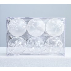 So&Young 雪花壓克力聖誕樹裝飾球 6入, 透明, 6個