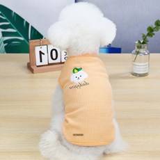 딩동펫 반려동물 와플 티셔츠, 오렌지, 1개